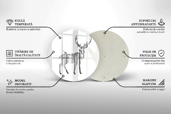 Glass worktop protector Illustration of deer and forest