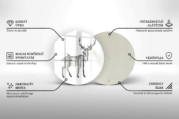 Glass worktop protector Illustration of deer and forest