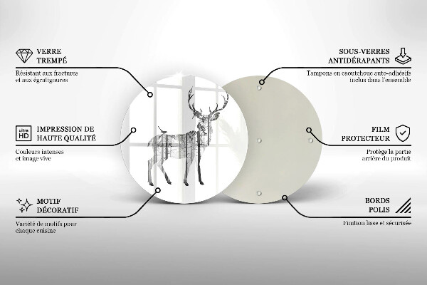 Glass worktop protector Illustration of deer and forest