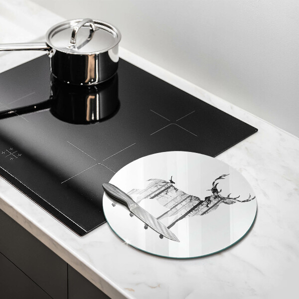 Glass worktop protector Illustration of deer and forest