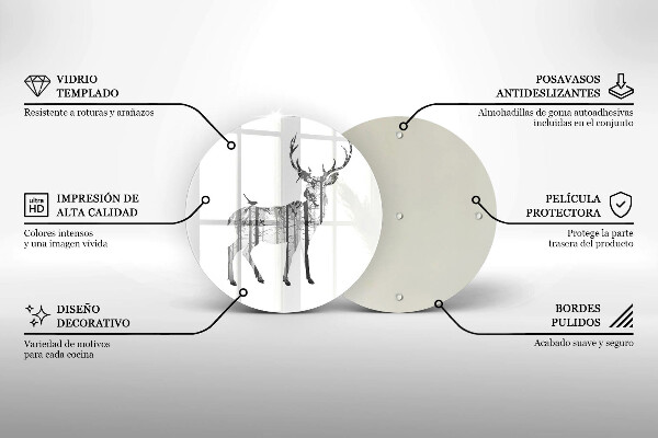 Glass worktop protector Illustration of deer and forest