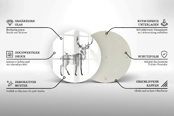 Glass worktop protector Illustration of deer and forest