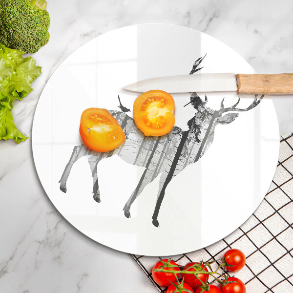 Glass worktop protector Illustration of deer and forest
