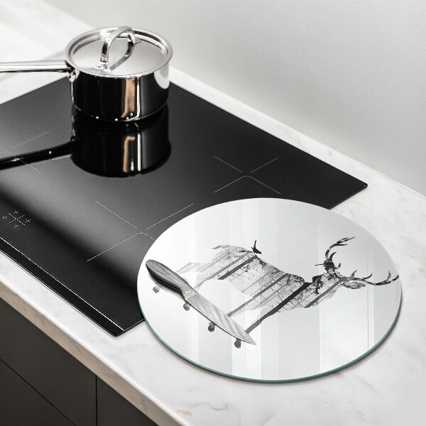 Glass worktop protector Illustration of deer and forest