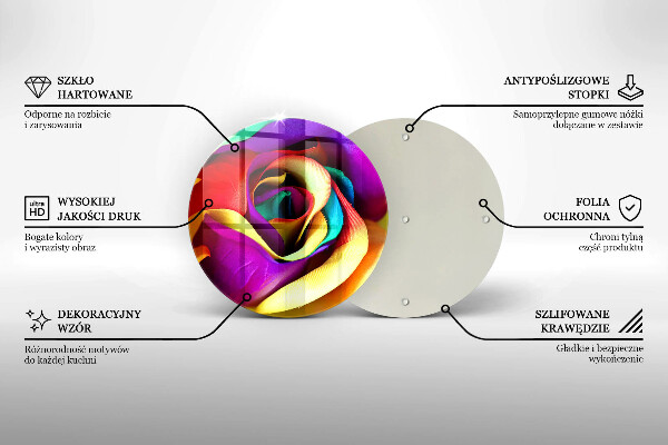 Glass worktop protector Colorful rose petals