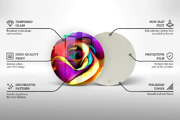 Glass worktop protector Colorful rose petals