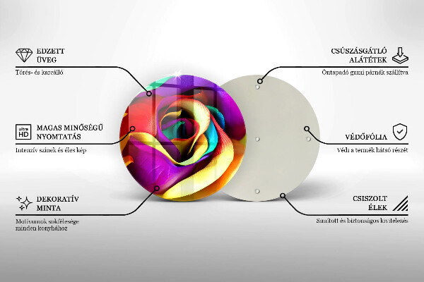 Glass worktop protector Colorful rose petals