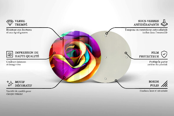 Glass worktop protector Colorful rose petals