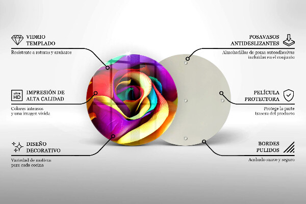 Glass worktop protector Colorful rose petals