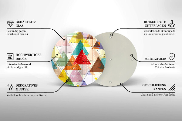 Chopping board glass Painted triangles