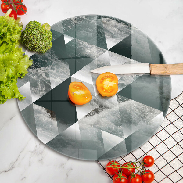Chopping board glass Triangles and water