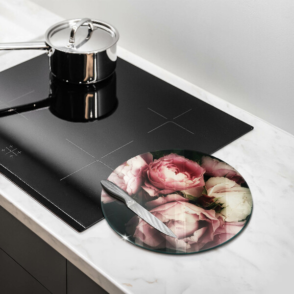Chopping board glass Peony flowers