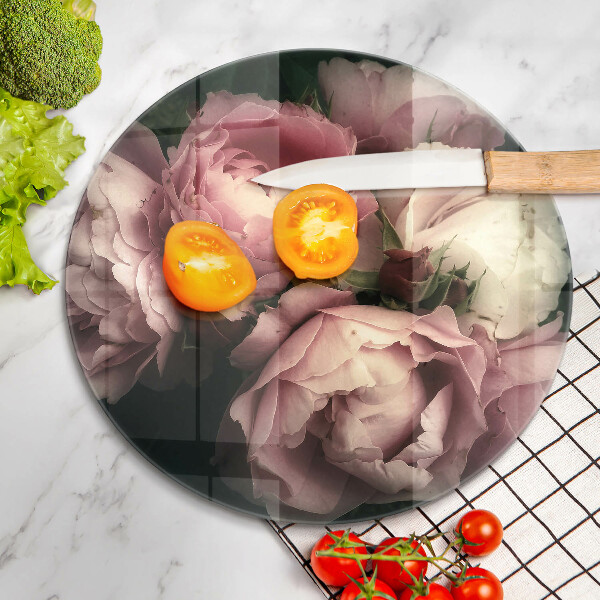 Chopping board glass Peony flowers