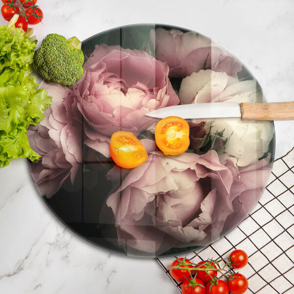 Chopping board glass Peony flowers