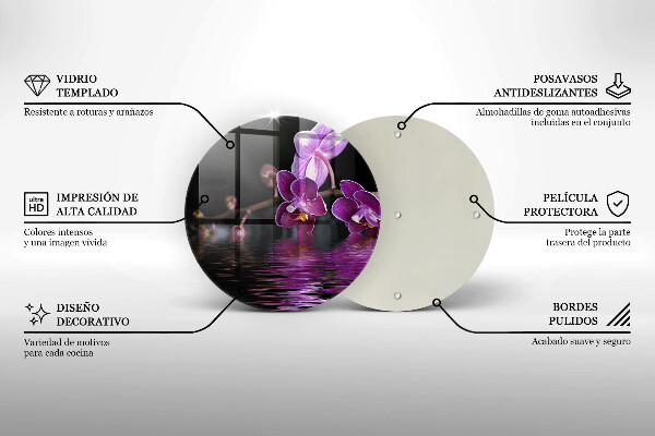 Glass worktop saver Orchid Water Zen