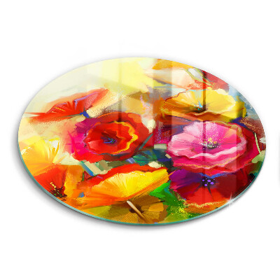 Kitchen worktop protector Painted colorful flowers