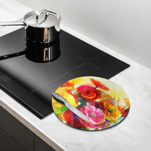 Kitchen worktop protector Painted colorful flowers