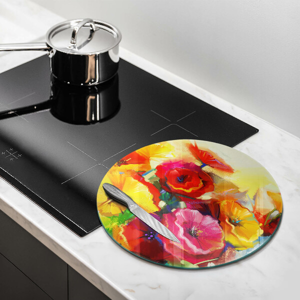 Kitchen worktop protector Painted colorful flowers