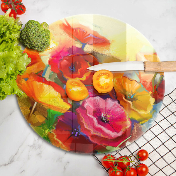Kitchen worktop protector Painted colorful flowers