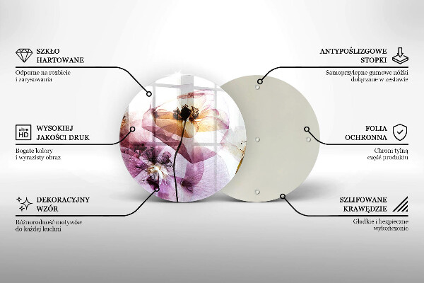 Glass cutting board Delicate flowers