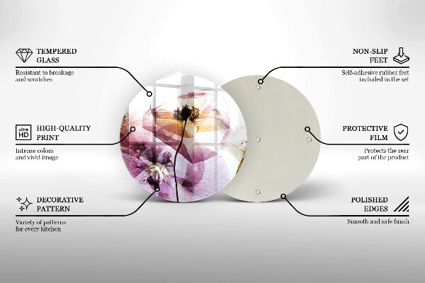 Glass cutting board Delicate flowers