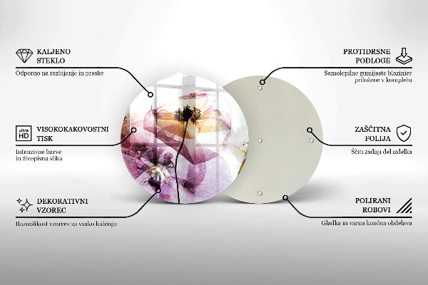 Glass cutting board Delicate flowers