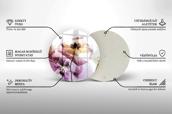 Glass cutting board Delicate flowers