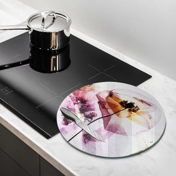 Glass cutting board Delicate flowers