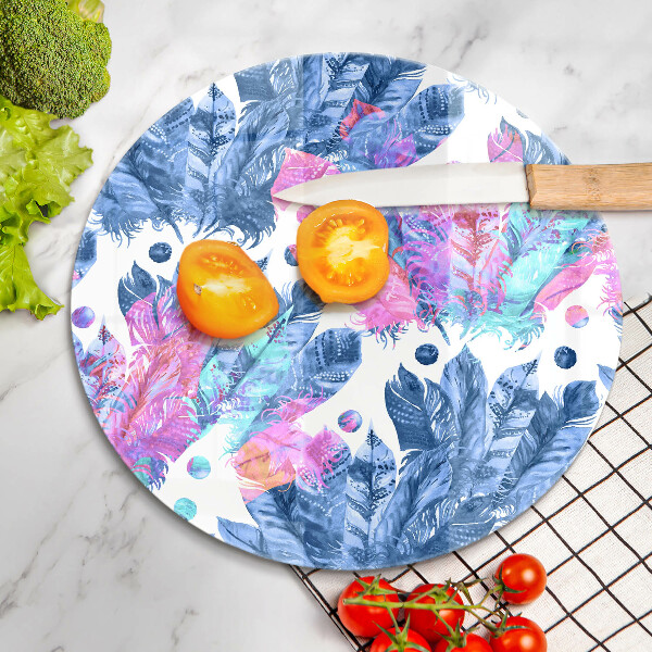 Chopping board Illustration of boho feathers