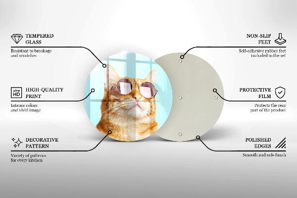 Kitchen worktop protector Rudy Cat with glasses