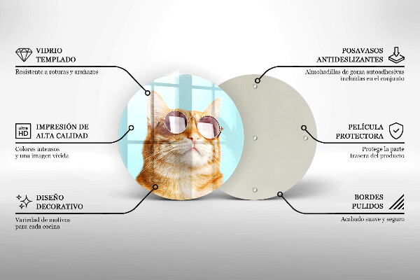 Kitchen worktop protector Rudy Cat with glasses