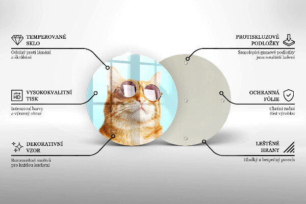 Kitchen worktop protector Rudy Cat with glasses