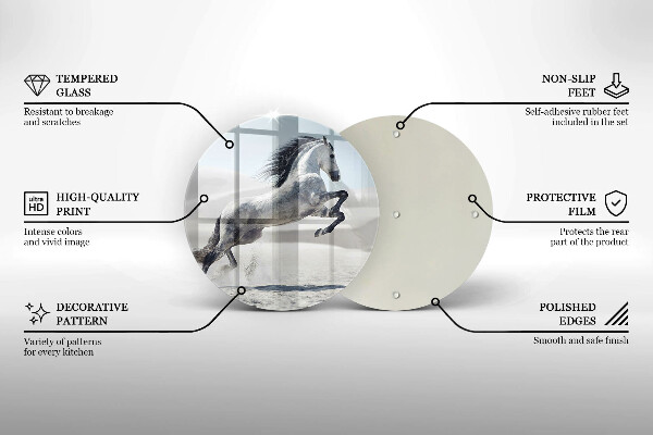 Glass worktop saver White Romanian horse