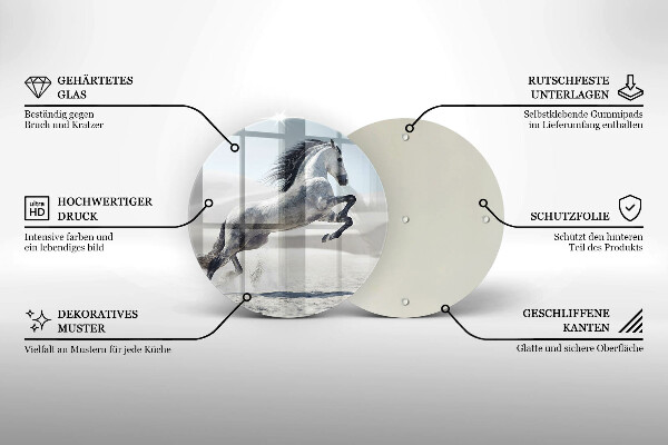 Glass worktop saver White Romanian horse