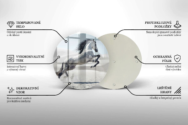 Glass worktop saver White Romanian horse