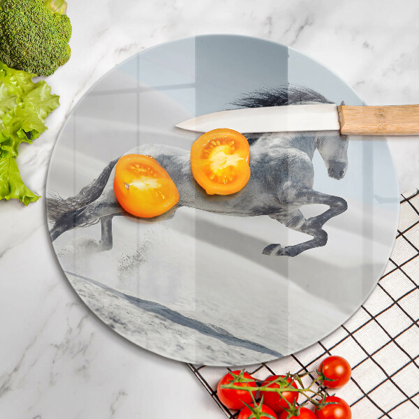 Glass worktop saver White Romanian horse