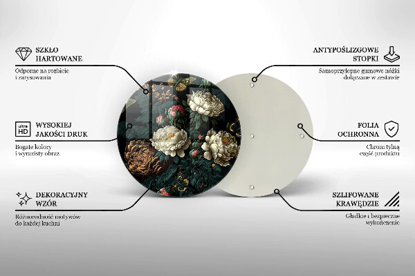 Chopping board Vintage peony flowers