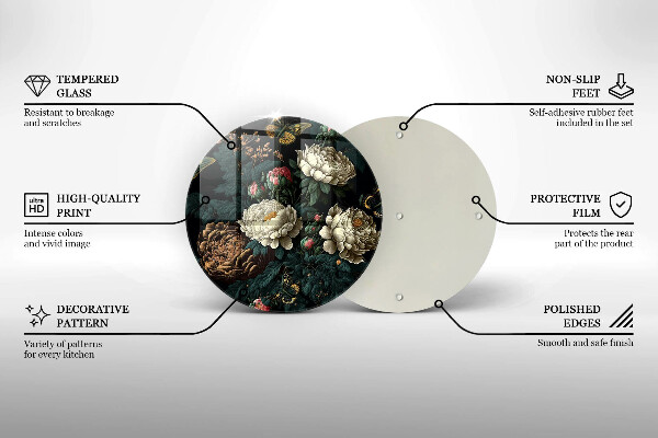 Chopping board Vintage peony flowers