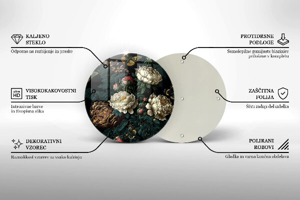 Chopping board Vintage peony flowers