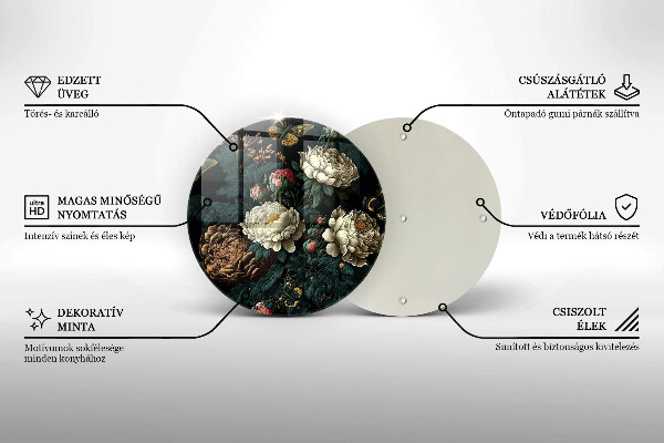 Chopping board Vintage peony flowers