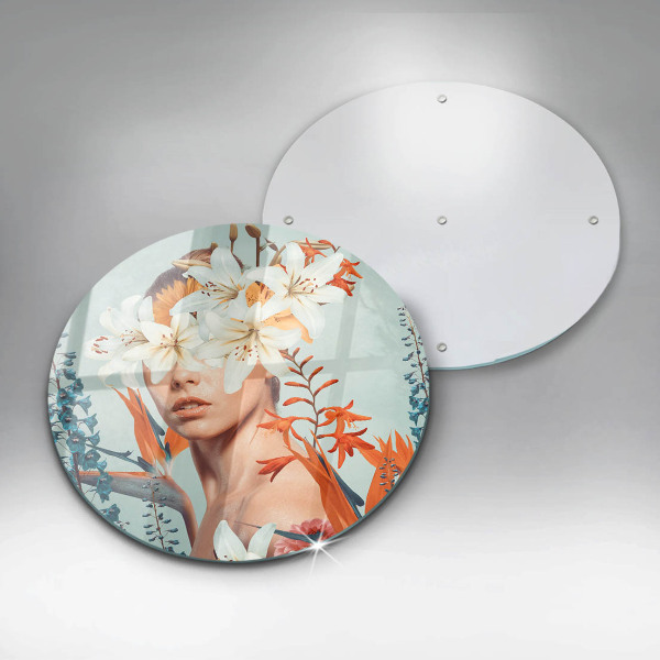 Glass cutting board A woman in flowers