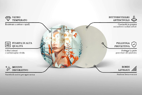 Glass cutting board A woman in flowers