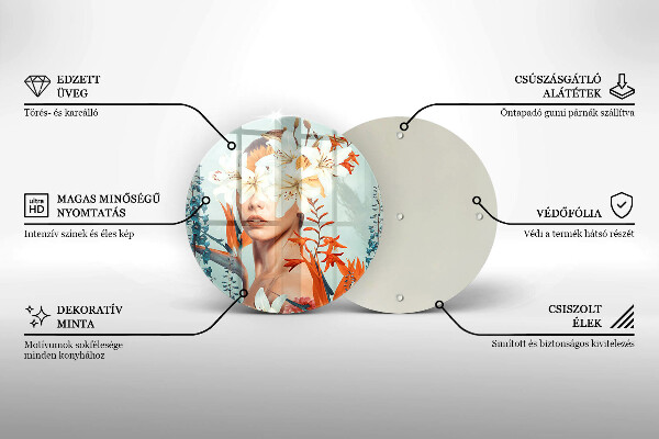 Glass cutting board A woman in flowers