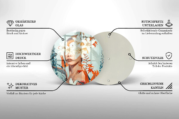 Glass cutting board A woman in flowers