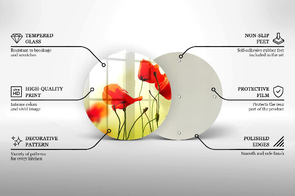 Glass worktop saver Red flowers