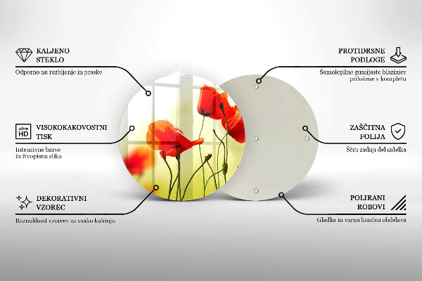 Glass worktop saver Red flowers