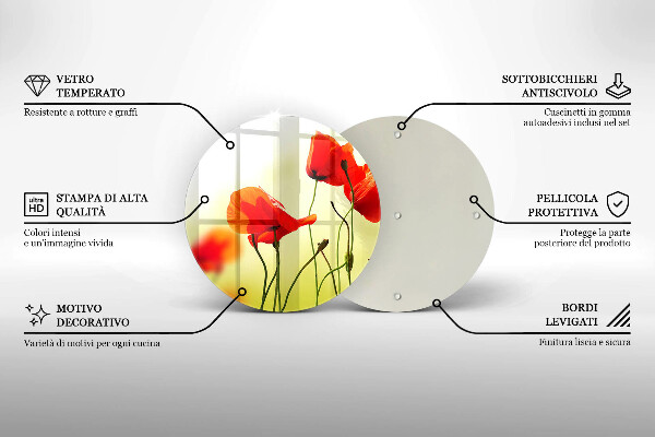 Glass worktop saver Red flowers