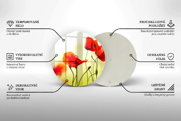 Glass worktop saver Red flowers