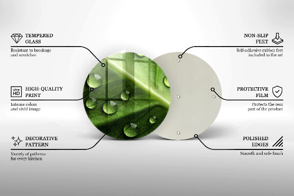 Glass worktop saver Nature Rosa and Leaf