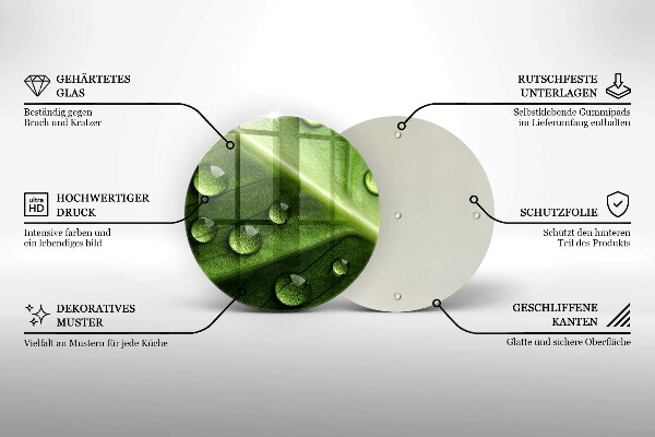 Glass worktop saver Nature Rosa and Leaf